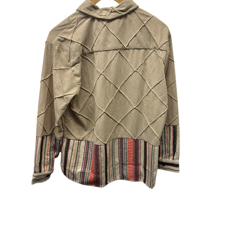 Sacred Threads Tan and Multicolor Patchwork Jacke… - image 2